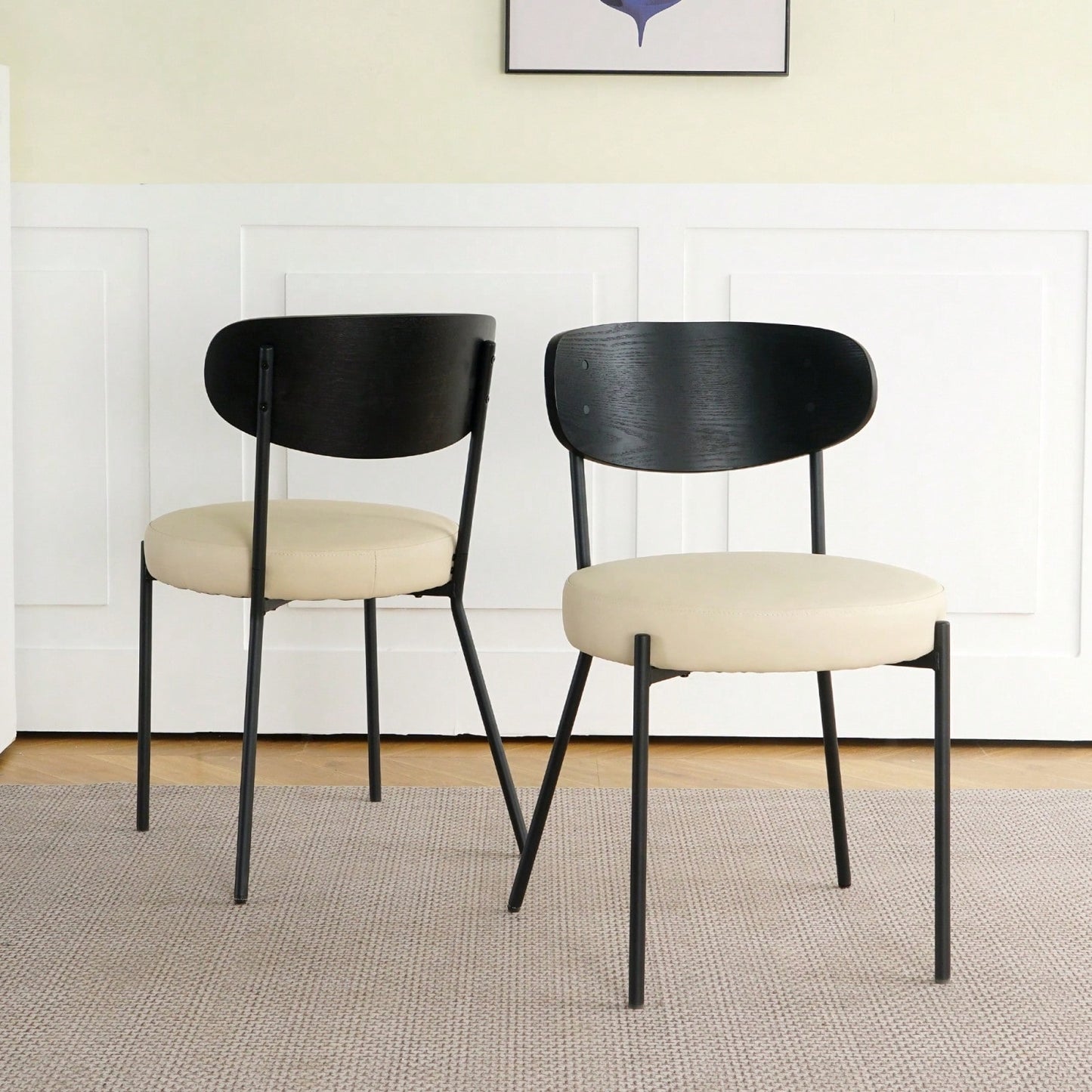 Modern Bentwood Dining Chair Set of 2 with Metal Legs for Kitchen and Living Room