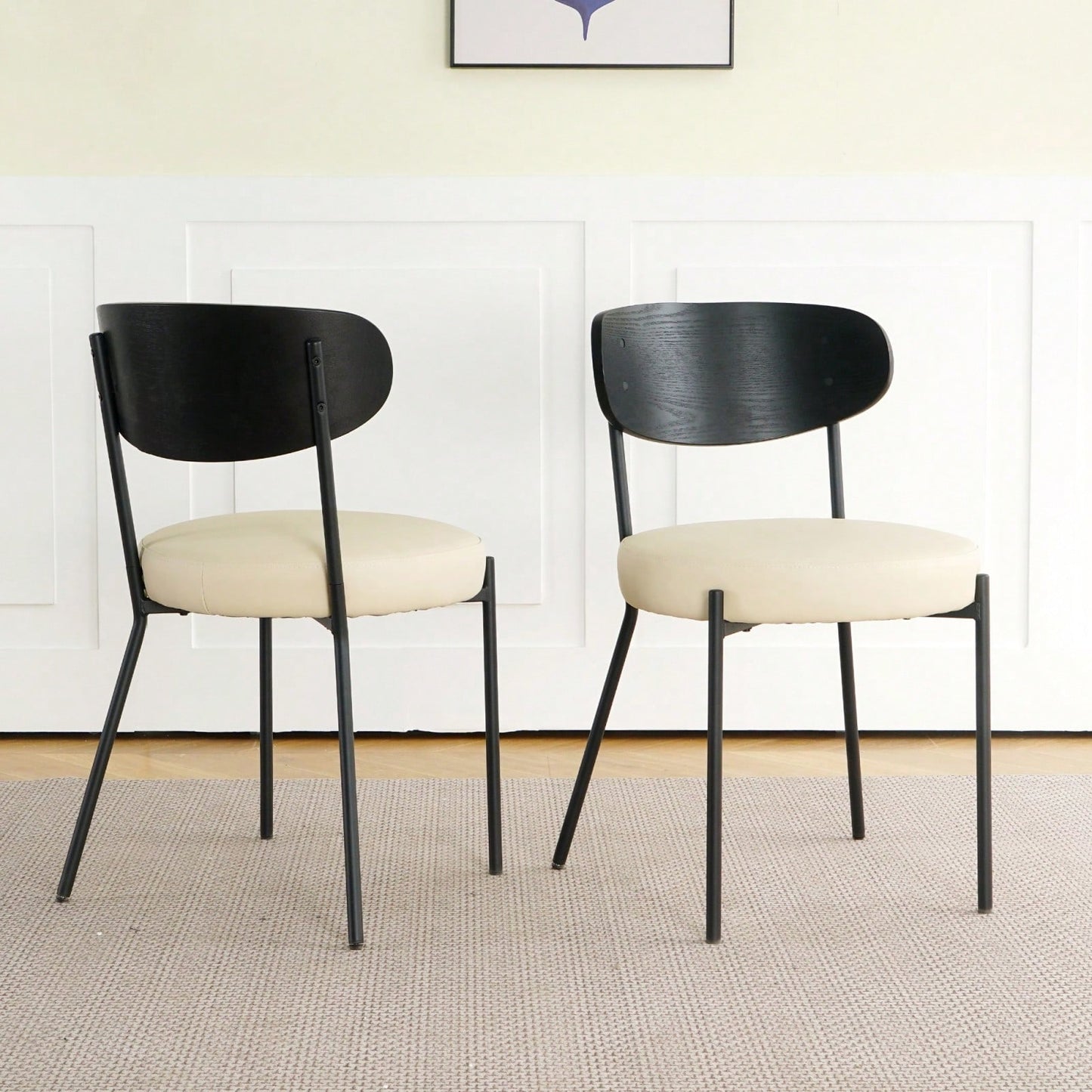 Modern Bentwood Dining Chair Set of 2 with Metal Legs for Kitchen and Living Room