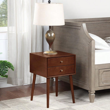 Compact Wood Nightstand with 2 Drawers Modern Side Table for Bedroom and Living Room Easy Assembly Sturdy Construction