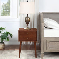 Compact Wood Nightstand with 2 Drawers Modern Side Table for Bedroom and Living Room Easy Assembly Sturdy Construction