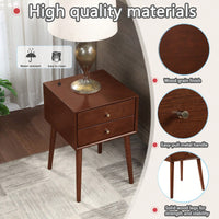 Compact Wood Nightstand with 2 Drawers Modern Side Table for Bedroom and Living Room Easy Assembly Sturdy Construction