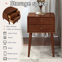 Compact Wood Nightstand with 2 Drawers Modern Side Table for Bedroom and Living Room Easy Assembly Sturdy Construction