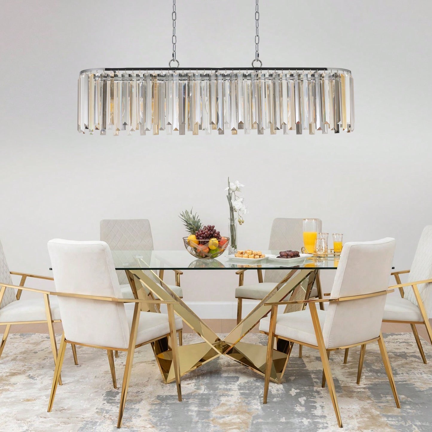High-End K9 Crystal Chandelier Modern Industrial Retro Design Adjustable Height Elegant Light Fixture for Home Decor