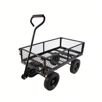 Versatile Solid Wheel Garden Dump Cart with Spacious Bed for Easy Transport of Firewood and Gardening Supplies on Uneven Terrain