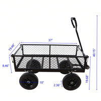 Versatile Solid Wheel Garden Dump Cart with Spacious Bed for Easy Transport of Firewood and Gardening Supplies on Uneven Terrain