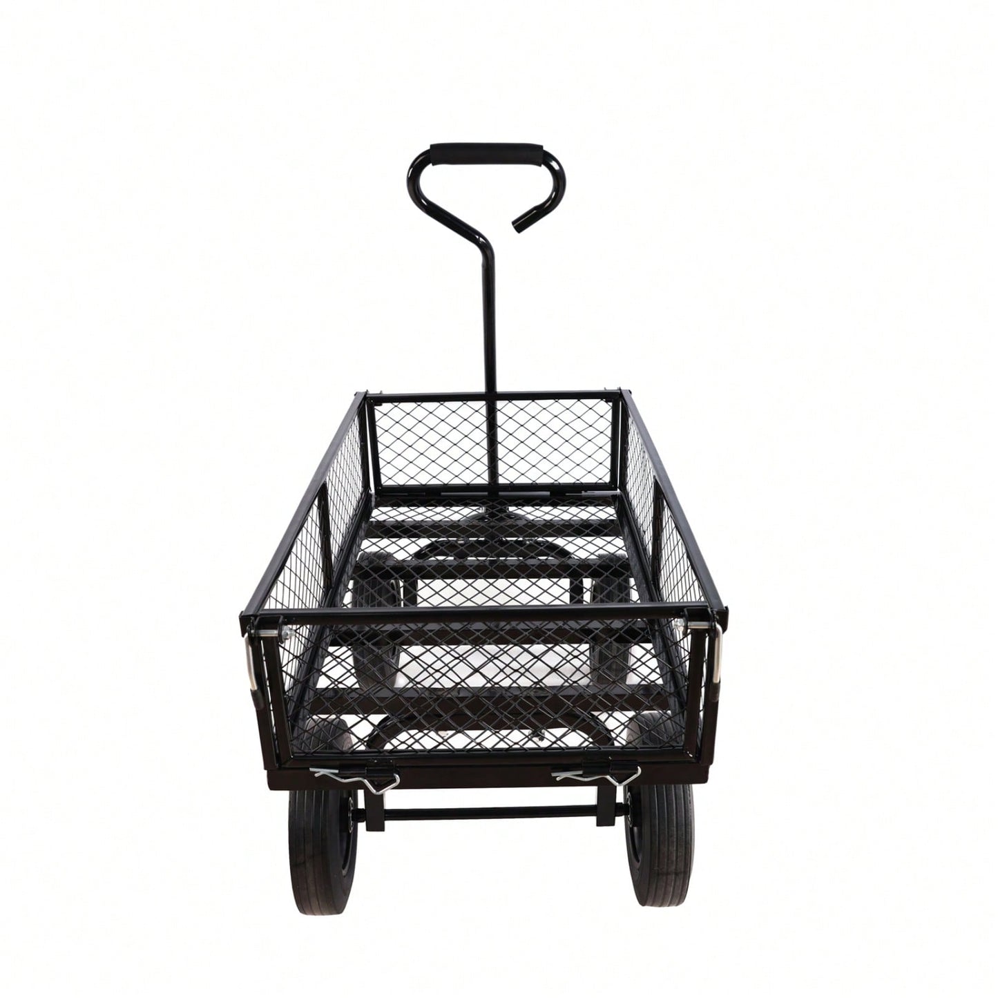 Versatile Solid Wheel Garden Dump Cart with Spacious Bed for Easy Transport of Firewood and Gardening Supplies on Uneven Terrain