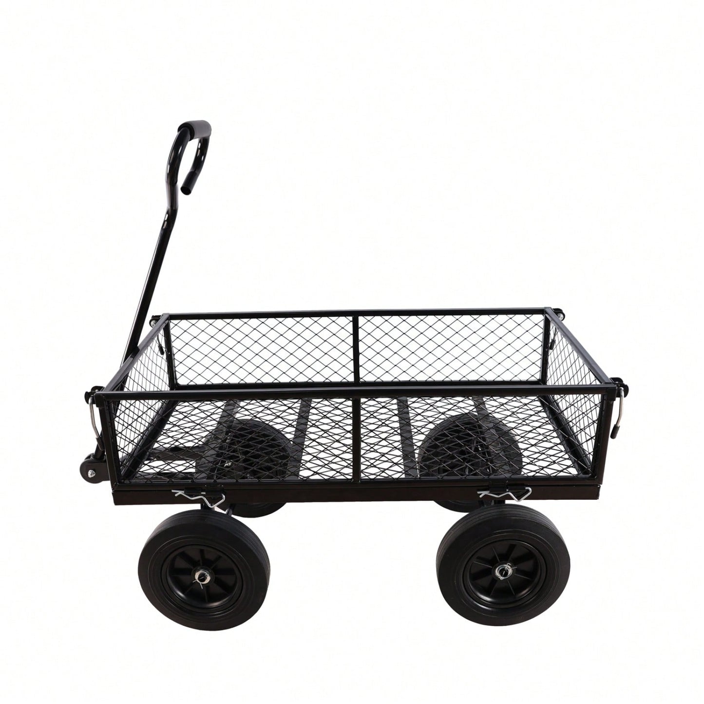 Versatile Solid Wheel Garden Dump Cart with Spacious Bed for Easy Transport of Firewood and Gardening Supplies on Uneven Terrain