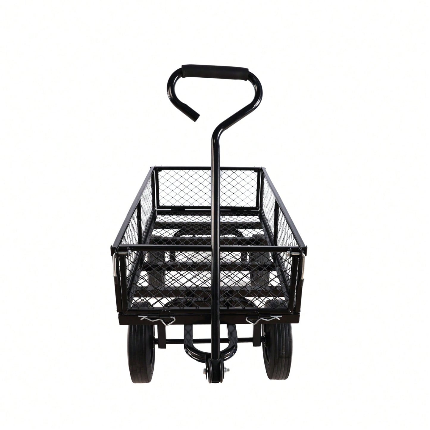 Versatile Solid Wheel Garden Dump Cart with Spacious Bed for Easy Transport of Firewood and Gardening Supplies on Uneven Terrain