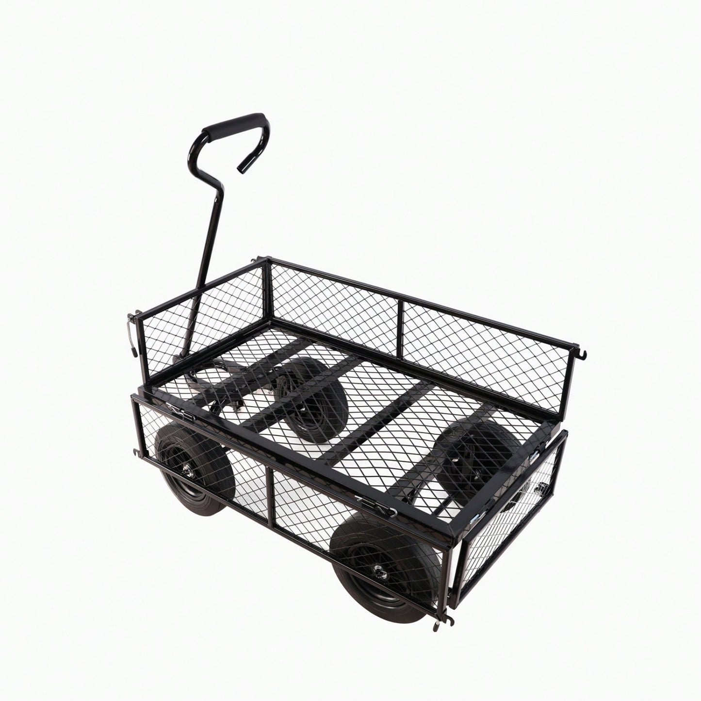 Versatile Solid Wheel Garden Dump Cart with Spacious Bed for Easy Transport of Firewood and Gardening Supplies on Uneven Terrain