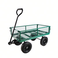 Versatile Solid Wheel Garden Dump Cart with Spacious Bed for Easy Transport of Firewood and Gardening Supplies on Uneven Terrain