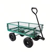 Versatile Solid Wheel Garden Dump Cart with Spacious Bed for Easy Transport of Firewood and Gardening Supplies on Uneven Terrain