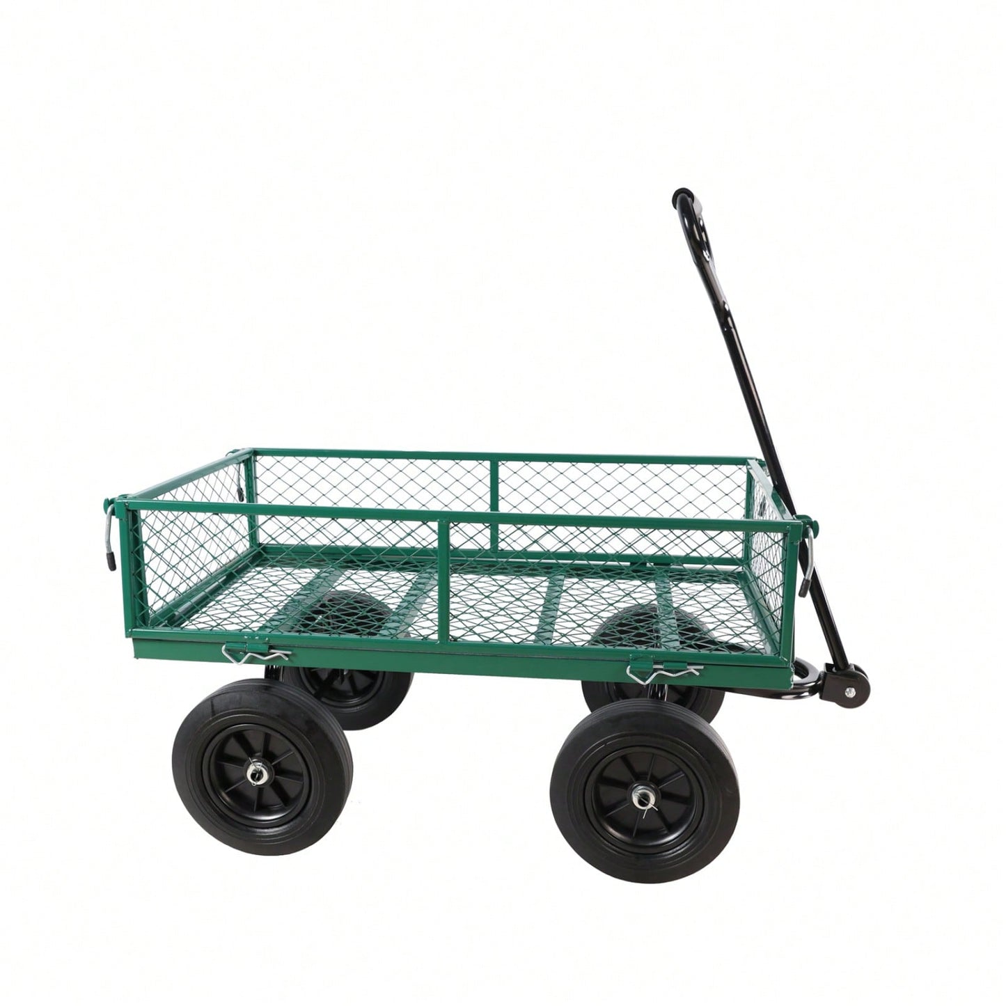 Versatile Solid Wheel Garden Dump Cart with Spacious Bed for Easy Transport of Firewood and Gardening Supplies on Uneven Terrain