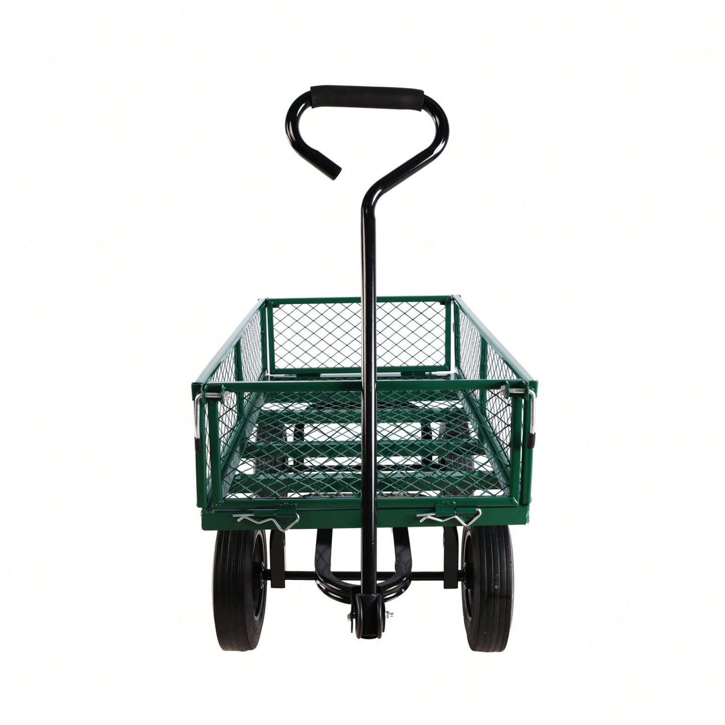 Versatile Solid Wheel Garden Dump Cart with Spacious Bed for Easy Transport of Firewood and Gardening Supplies on Uneven Terrain