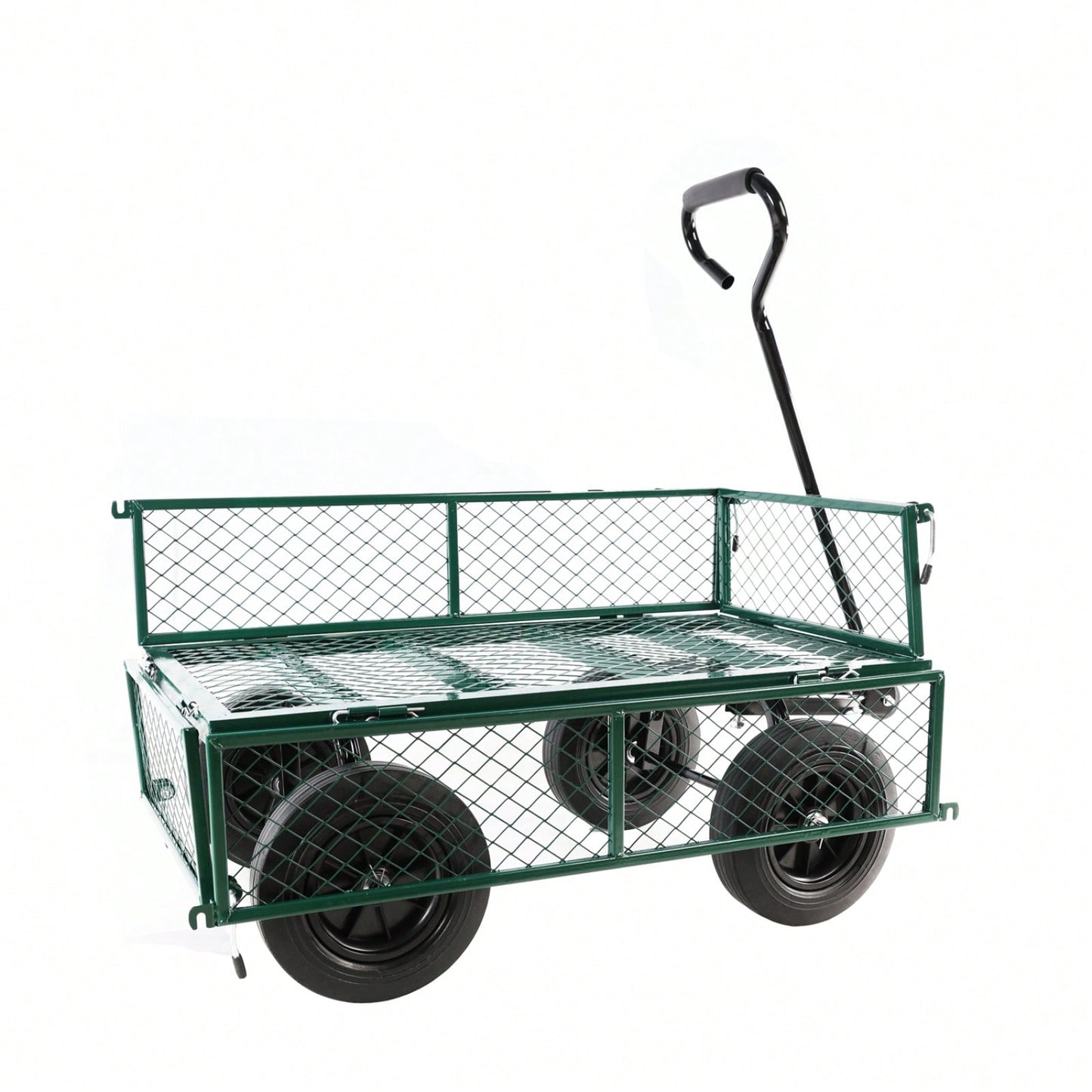 Versatile Solid Wheel Garden Dump Cart with Spacious Bed for Easy Transport of Firewood and Gardening Supplies on Uneven Terrain