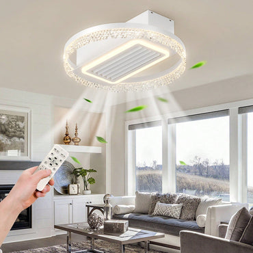 20-Inch Modern Leafless Ceiling Fan With Remote Control, Washable And Reversible Motor - Sleek Design For Any Room, Easy To Use And Maintain