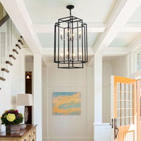 Industrial Farmhouse Pendant Chandelier for Entryway Living Room Kitchen Adjustable Height Durable Metal Frame