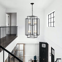 Industrial Farmhouse Pendant Chandelier for Entryway Living Room Kitchen Adjustable Height Durable Metal Frame