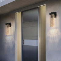 Outdoor Waterproof Crystal Wall Lamp Set with Light Sensor Rust-Proof Aluminum for Garden Patio Entryway Easy Install