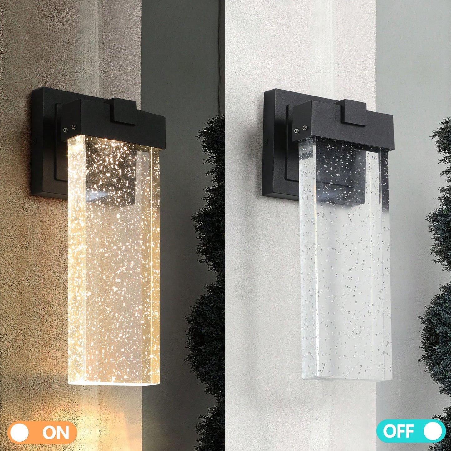 Outdoor Waterproof Crystal Wall Lamp Set with Light Sensor Rust-Proof Aluminum for Garden Patio Entryway Easy Install