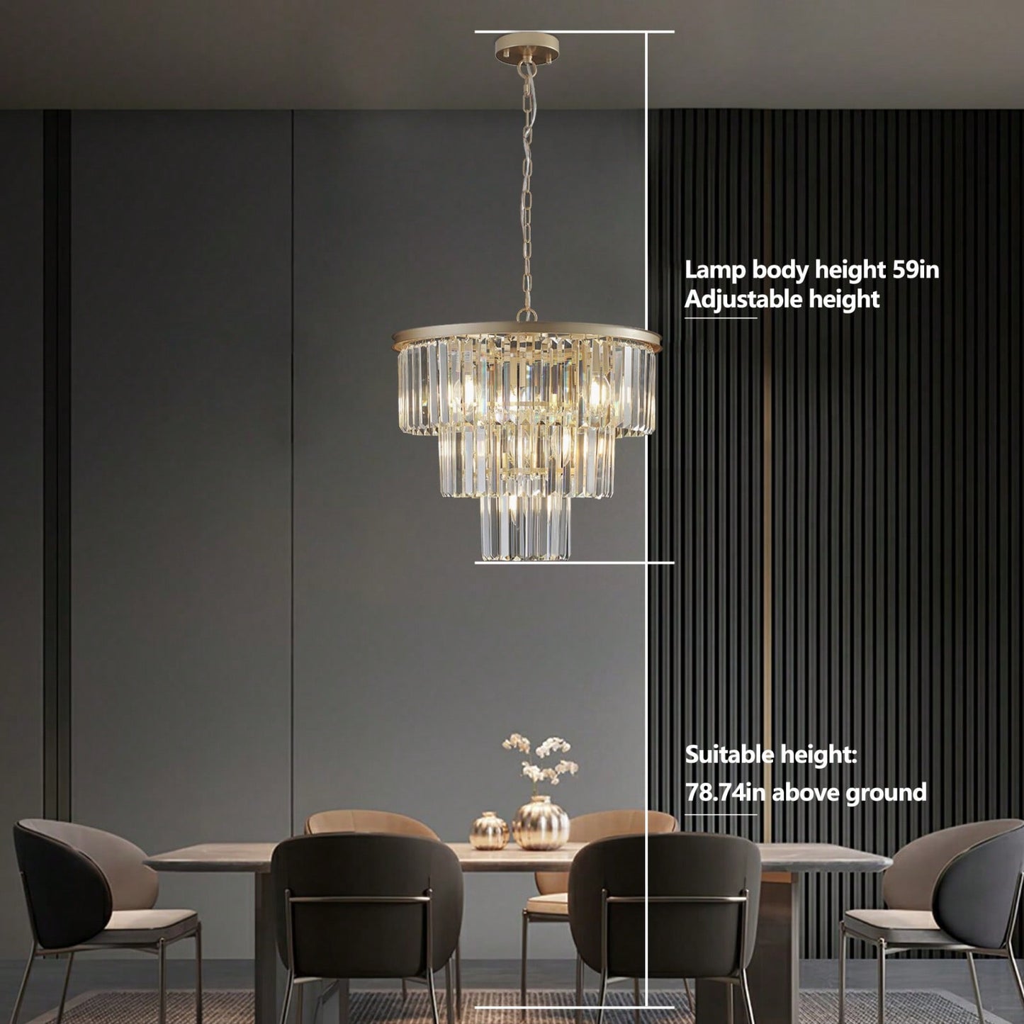 Elegant Modern Gold Crystal Chandelier for Dining Room Kitchen Living Room Adjustable Height High-Quality Design