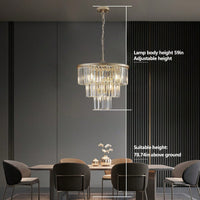 Elegant Modern Gold Crystal Chandelier for Dining Room Kitchen Living Room Adjustable Height High-Quality Design