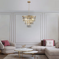 Elegant Modern Gold Crystal Chandelier for Dining Room Kitchen Living Room Adjustable Height High-Quality Design