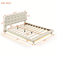 Modern Velvet Platform Bed with LED Lights and Button-Tufted Headboard for Ultimate Comfort and Style