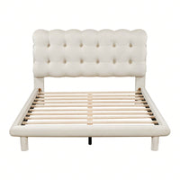 Modern Velvet Platform Bed with LED Lights and Button-Tufted Headboard for Ultimate Comfort and Style