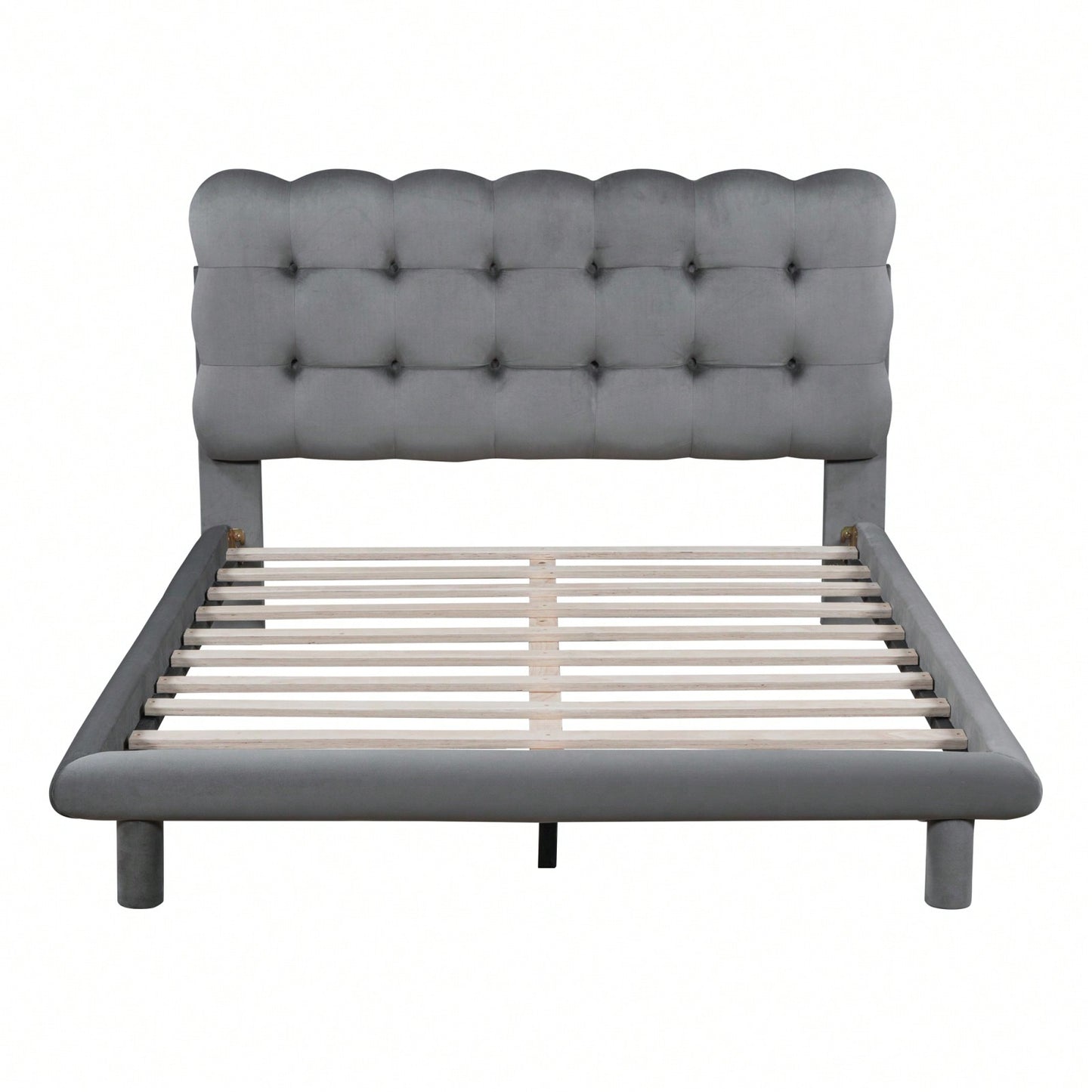 Modern Velvet Platform Bed with LED Lights and Button-Tufted Headboard for Ultimate Comfort and Style