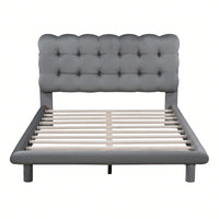 Modern Velvet Platform Bed with LED Lights and Button-Tufted Headboard for Ultimate Comfort and Style