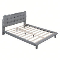 Modern Velvet Platform Bed with LED Lights and Button-Tufted Headboard for Ultimate Comfort and Style