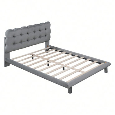 Modern Velvet Platform Bed with LED Lights and Button-Tufted Headboard for Ultimate Comfort and Style
