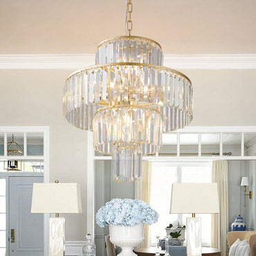 Modern Crystal Chandelier Pendant Light Fixture 19.7 Inch for Dining Room Bedroom Living Room Luxury Lighting