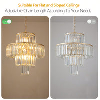 Modern Crystal Chandelier Pendant Light Fixture 19.7 Inch for Dining Room Bedroom Living Room Luxury Lighting