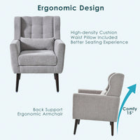 Ergonomic Modern Chenille Accent Chair with Padded Seat and Sturdy Wood Legs for Living Room and Bedroom