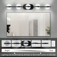 Modern Minimalist LED Bathroom Vanity Light Fixture with 5 Frosted Glass Shades Energy Efficient Design Easy to Install