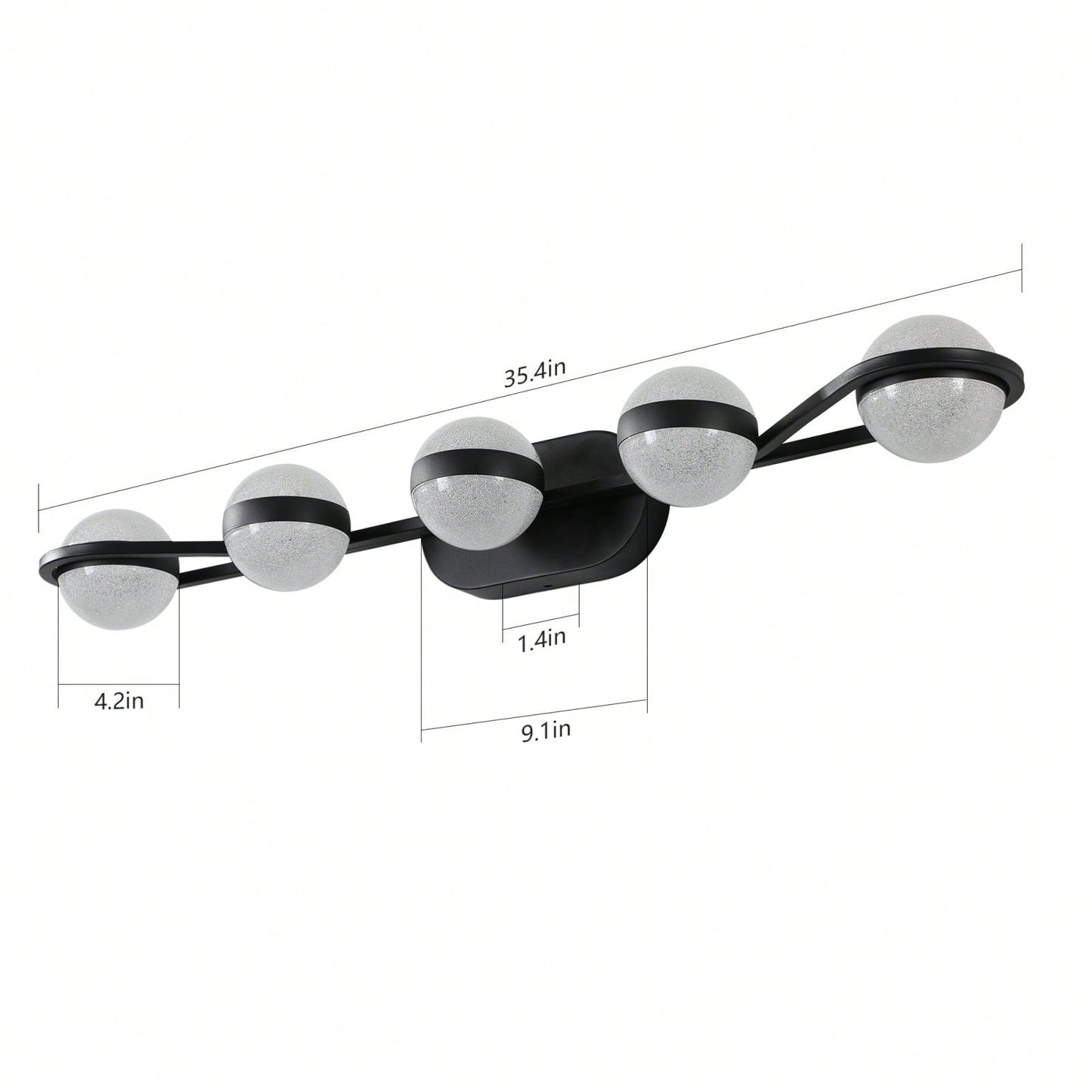 Modern Minimalist LED Bathroom Vanity Light Fixture with 5 Frosted Glass Shades Energy Efficient Design Easy to Install