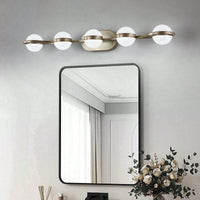 Modern Minimalist LED Bathroom Vanity Light Fixture with 5 Frosted Glass Shades Energy Efficient Design Easy to Install