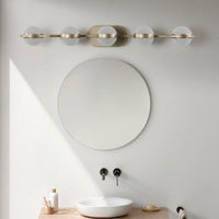 Modern Minimalist LED Bathroom Vanity Light Fixture with 5 Frosted Glass Shades Energy Efficient Design Easy to Install