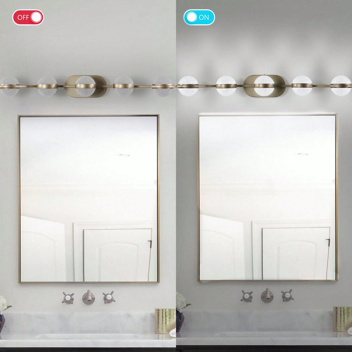Modern Minimalist LED Bathroom Vanity Light Fixture with 5 Frosted Glass Shades Energy Efficient Design Easy to Install