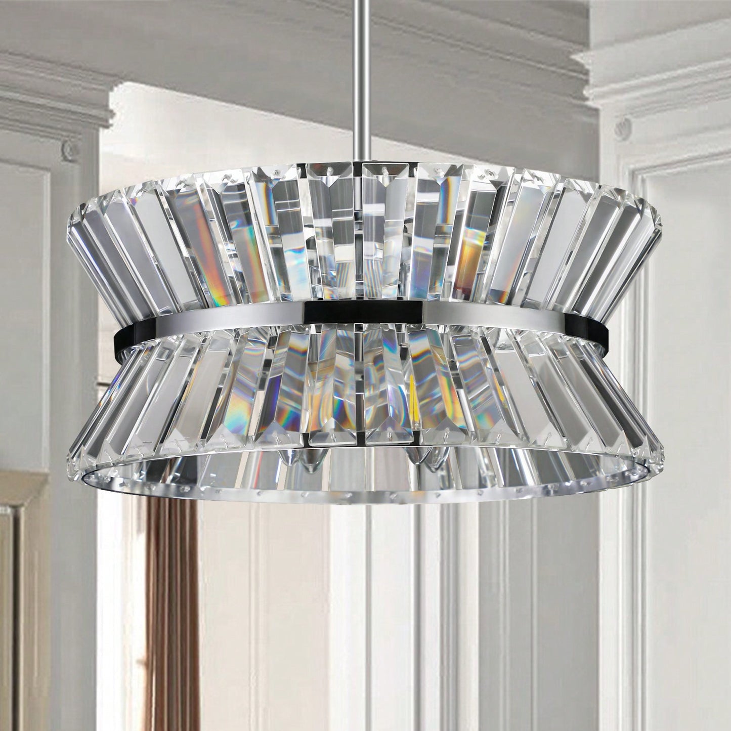 Luxury Round Crystal Chandelier for Living Room Elegant Ceiling Pendant Light Fixture with K9 Crystals Modern Home Decor