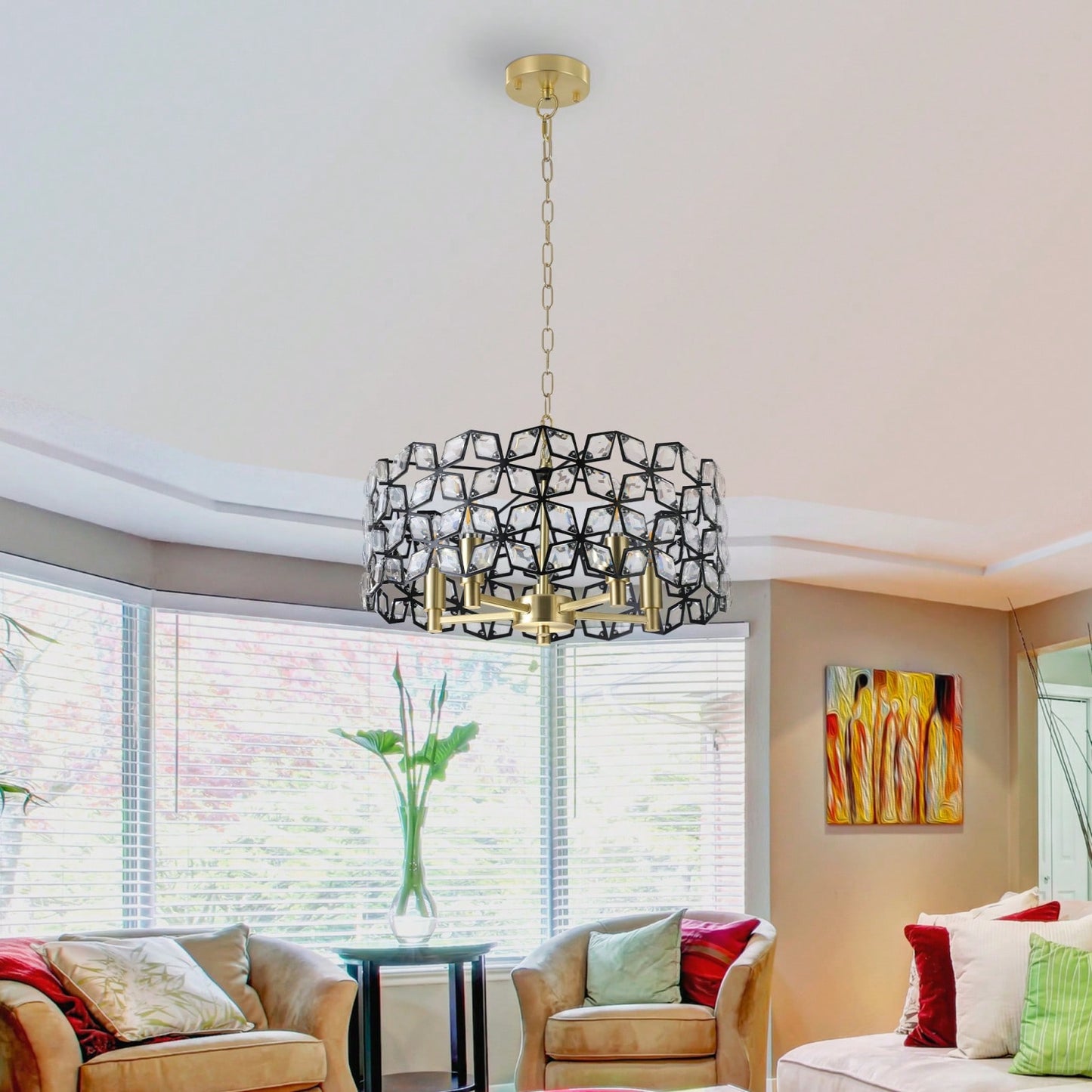 Luxury K9 Crystal Round Chandelier Elegant Light Fixture for Living Room Bedroom Dining Room Wedding Decor