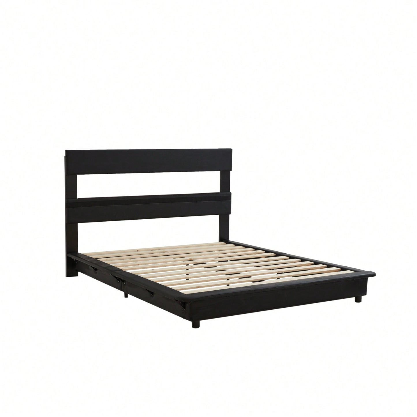 Queen Size Upholstered Platform Bed with Motion Sensor Light and Ergonomic Backrests for Ultimate Comfort