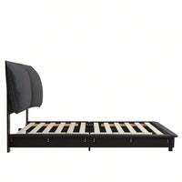 Queen Size Upholstered Platform Bed with Motion Sensor Light and Ergonomic Backrests for Ultimate Comfort