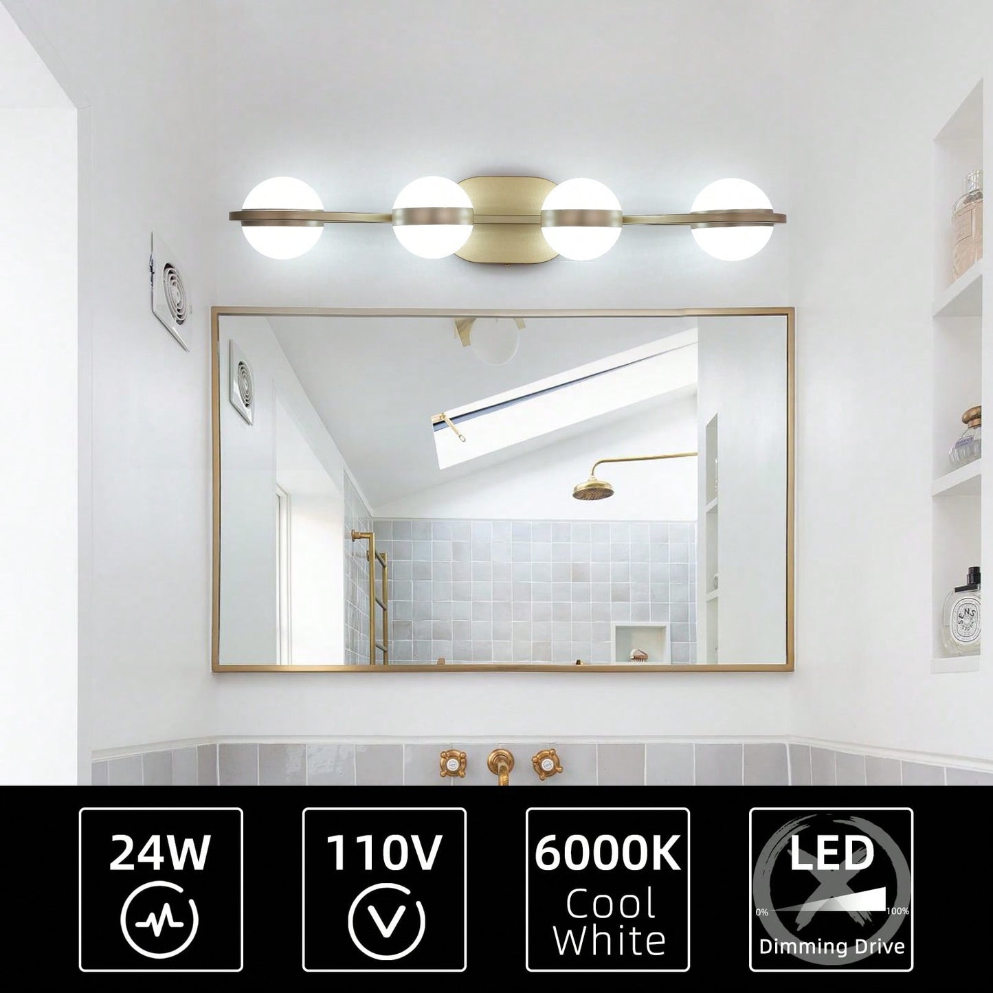 Modern 4-Light LED Vanity Lights For Bathroom With Energy Saving Technology - Stylish And High Quality Lighting Fixture For Home Décor