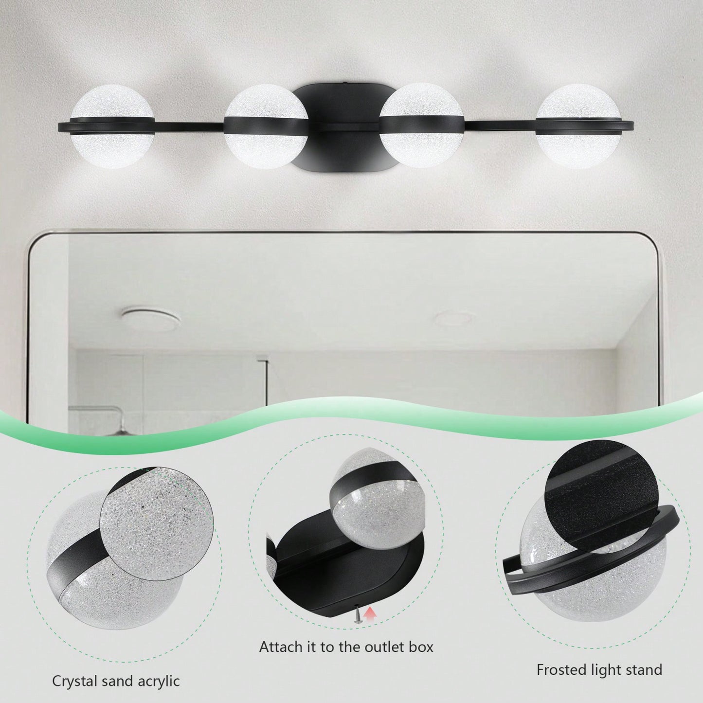 Modern 4-Light LED Vanity Lights For Bathroom With Energy Saving Technology - Stylish And High Quality Lighting Fixture For Home Décor