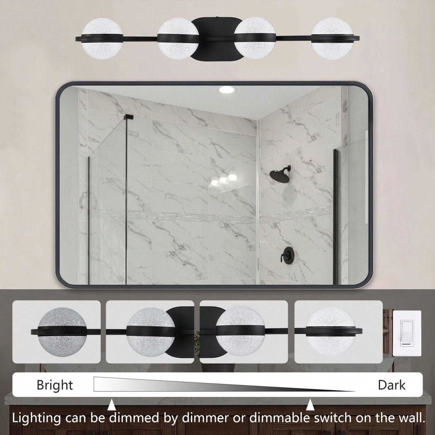 Modern 4-Light LED Vanity Lights For Bathroom With Energy Saving Technology - Stylish And High Quality Lighting Fixture For Home Décor