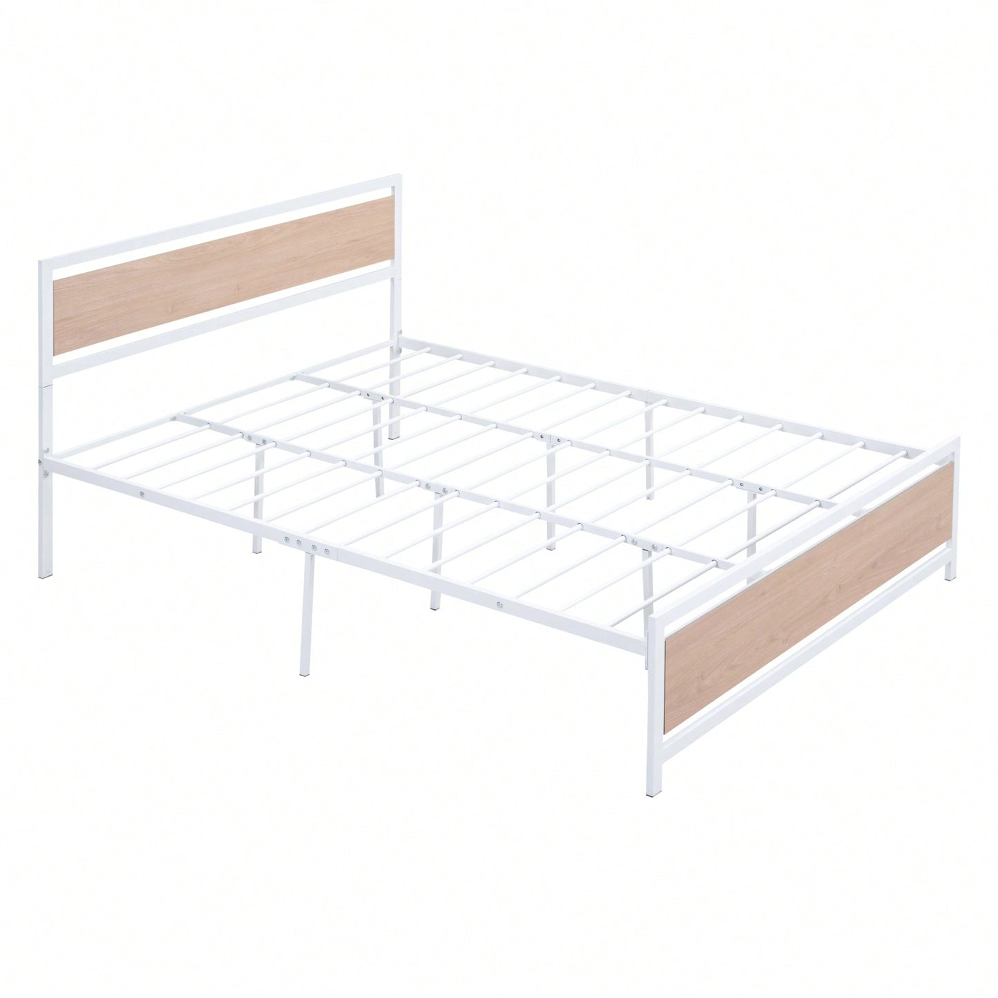 Industrial Queen Size Platform Bed Frame with Headboard Footboard Storage Sturdy Metal Wood Design Easy Assembly 350lbs Capacity