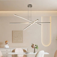 Pendant Lighting Fixture In Silver Integrated LED Geometric Design Adjustable Dimmable Modern Light