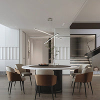 Pendant Lighting Fixture In Silver Integrated LED Geometric Design Adjustable Dimmable Modern Light